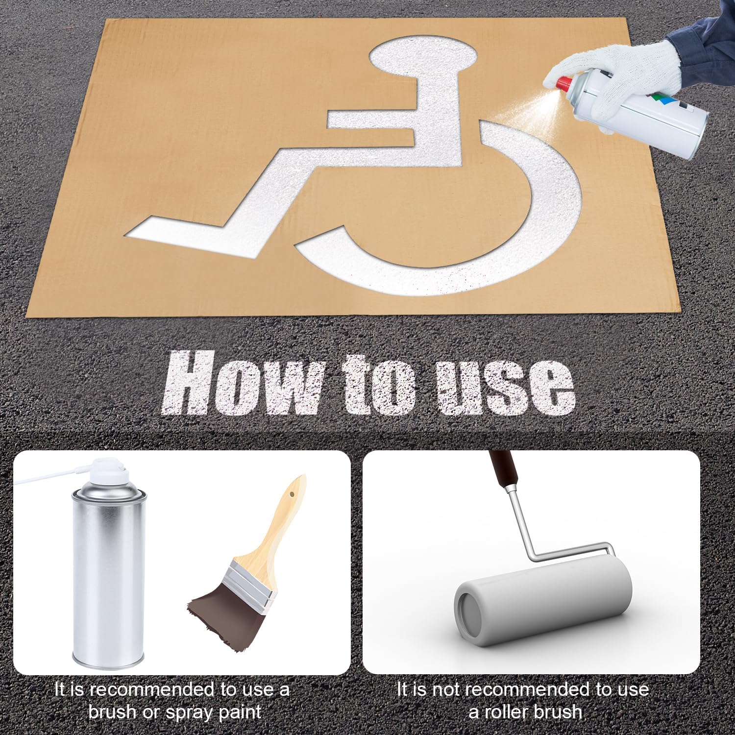 Handicap Stencil for Parking, 31.5x25.2in Reusable Parking Lot Template Handicapped Signs for Parking Lot Garage Pavement Stencils for Painting