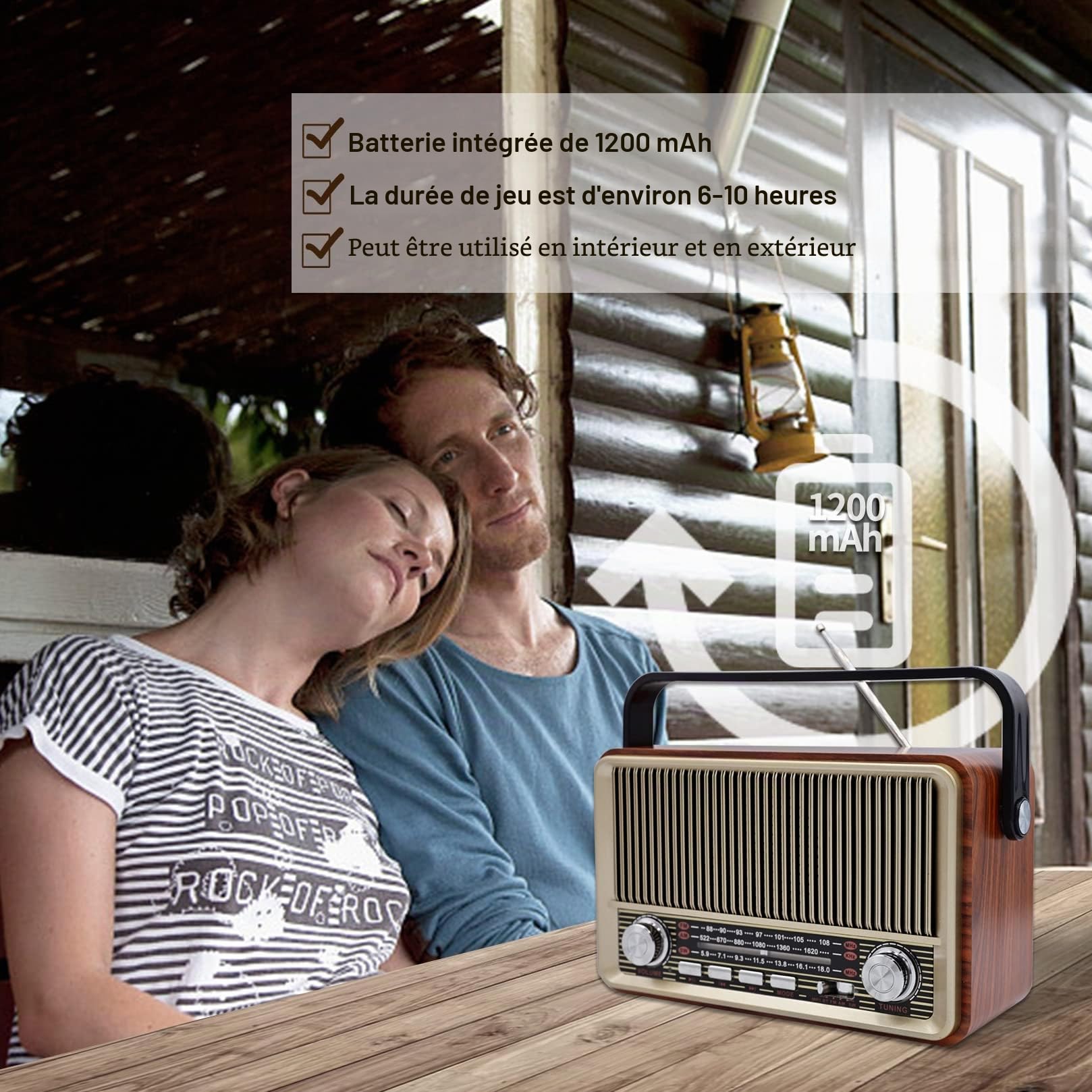 Radio Portables, FM/AM SW, Radio Bluetooth Vintage Classic Design en Bois Support USB/TF, Radio Convient pour Les Cuisines De La Maison Et du Bureau
