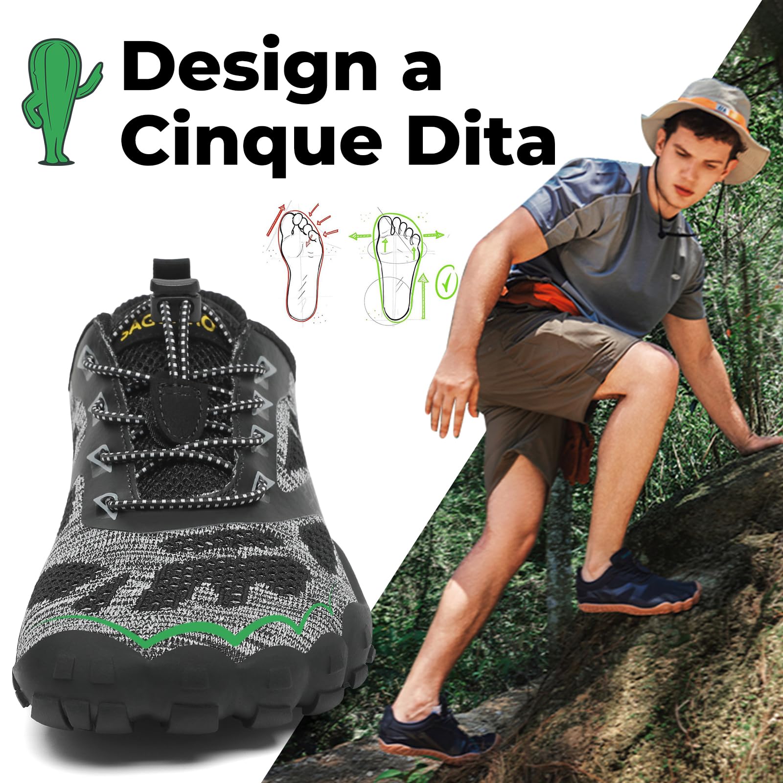 SAGUARO Scarpe Barefoot Shoes Minimaliste Scarpe da Trail Running Uomo Donna Gr.36-48