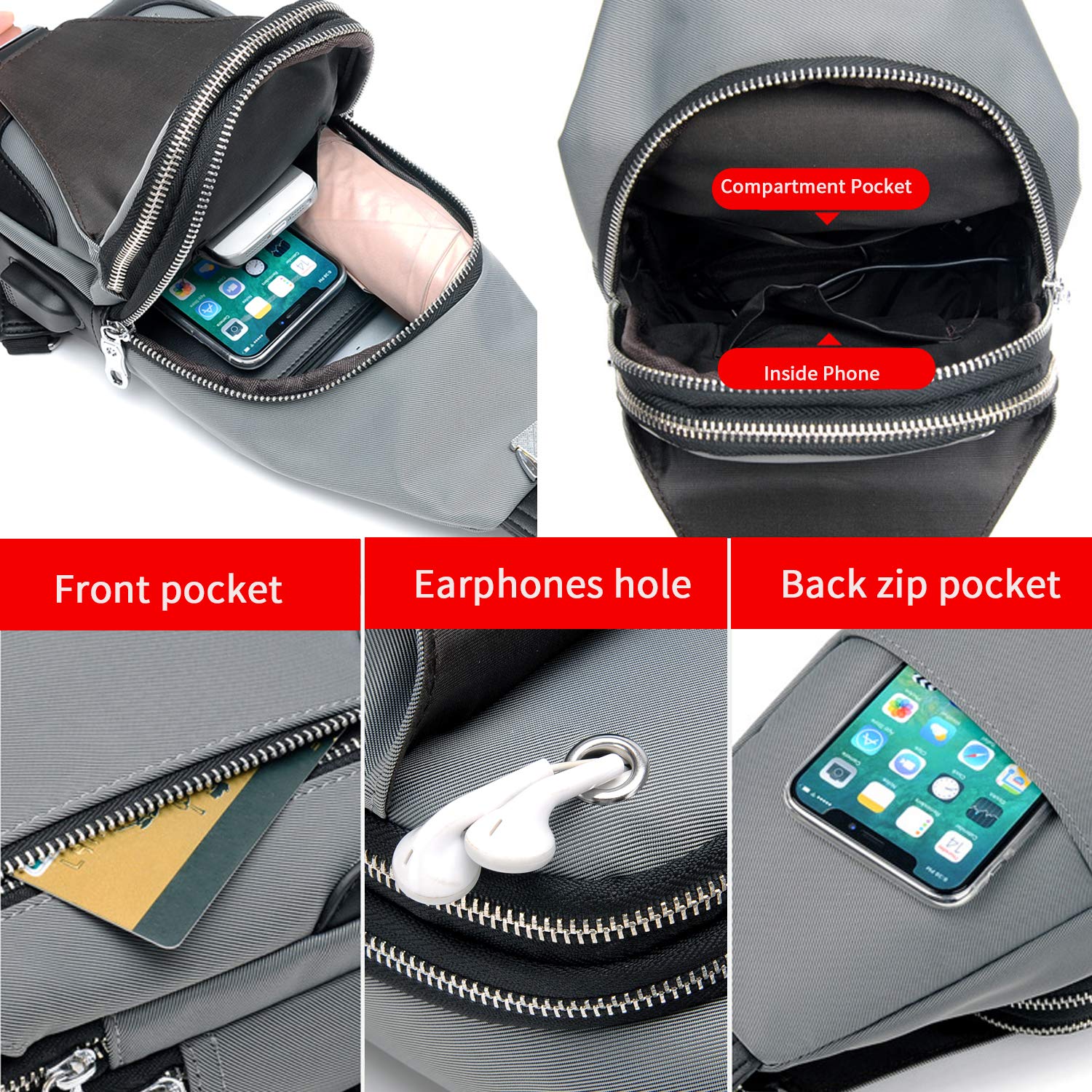 Nuova Borsa a Tracolla Pettorale con Portafoglio Pochette Zaino con Una Cinghia Borsa a Tracolla a Tracolla per Viaggi all'aperto Ciclismo Campeggio Escursionismo Poliestere Impermeabile Blu