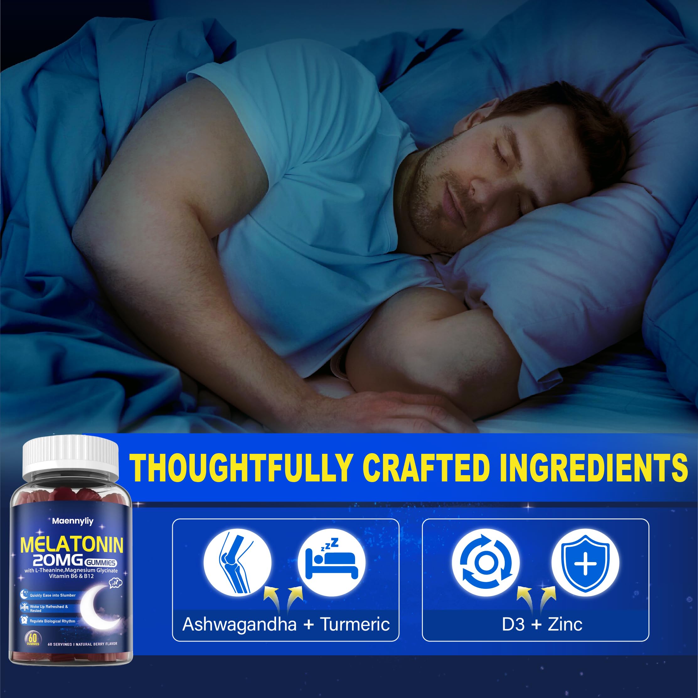 Maennyliy Melatonin 20mg Gummies for Adults - Sugar Free Melatonin Gummies — Amazon image 5