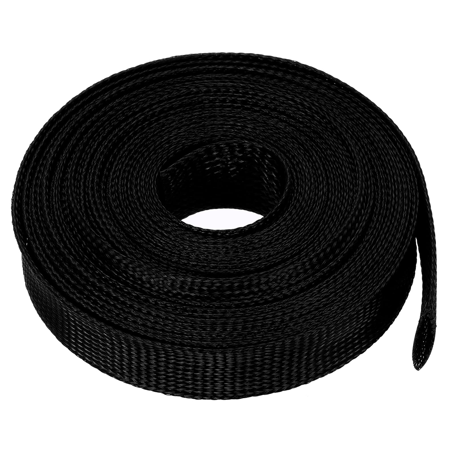 sourcing map Expandable Sleeving, 1 9/16-inch 25ft Cable Sleeve, Black