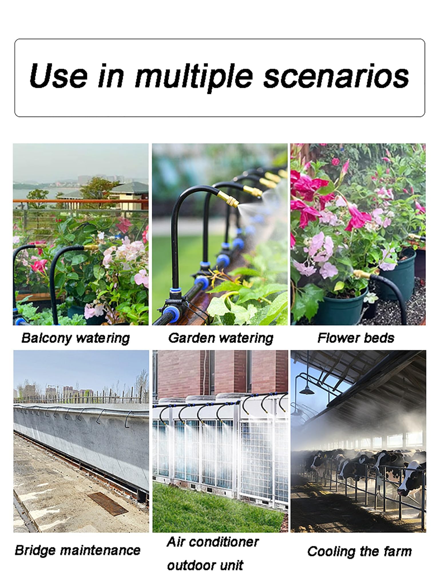 Genérico Boquilla nebulizadora Ajustable de 360°: riego automático for Plantas de jardín o Cultivo, microaspersor con enfriamiento por nebulización, fácil instalación.(20meters/65.6ft)