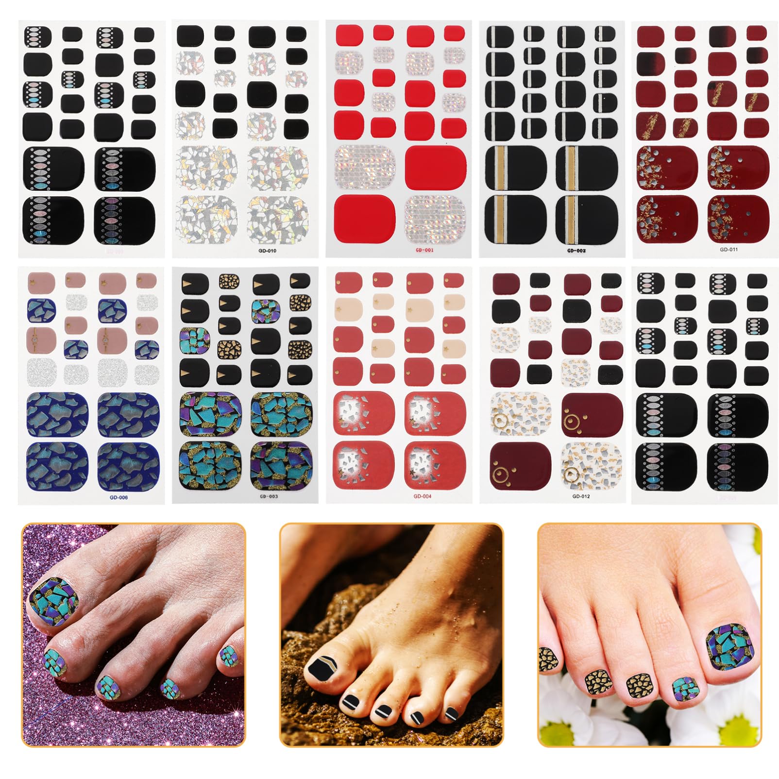 Healeved 36pezzi Impermeabili Adesivi Per Unghie Dei Design Decorazioni Per e Ragazze Per e Assortiti