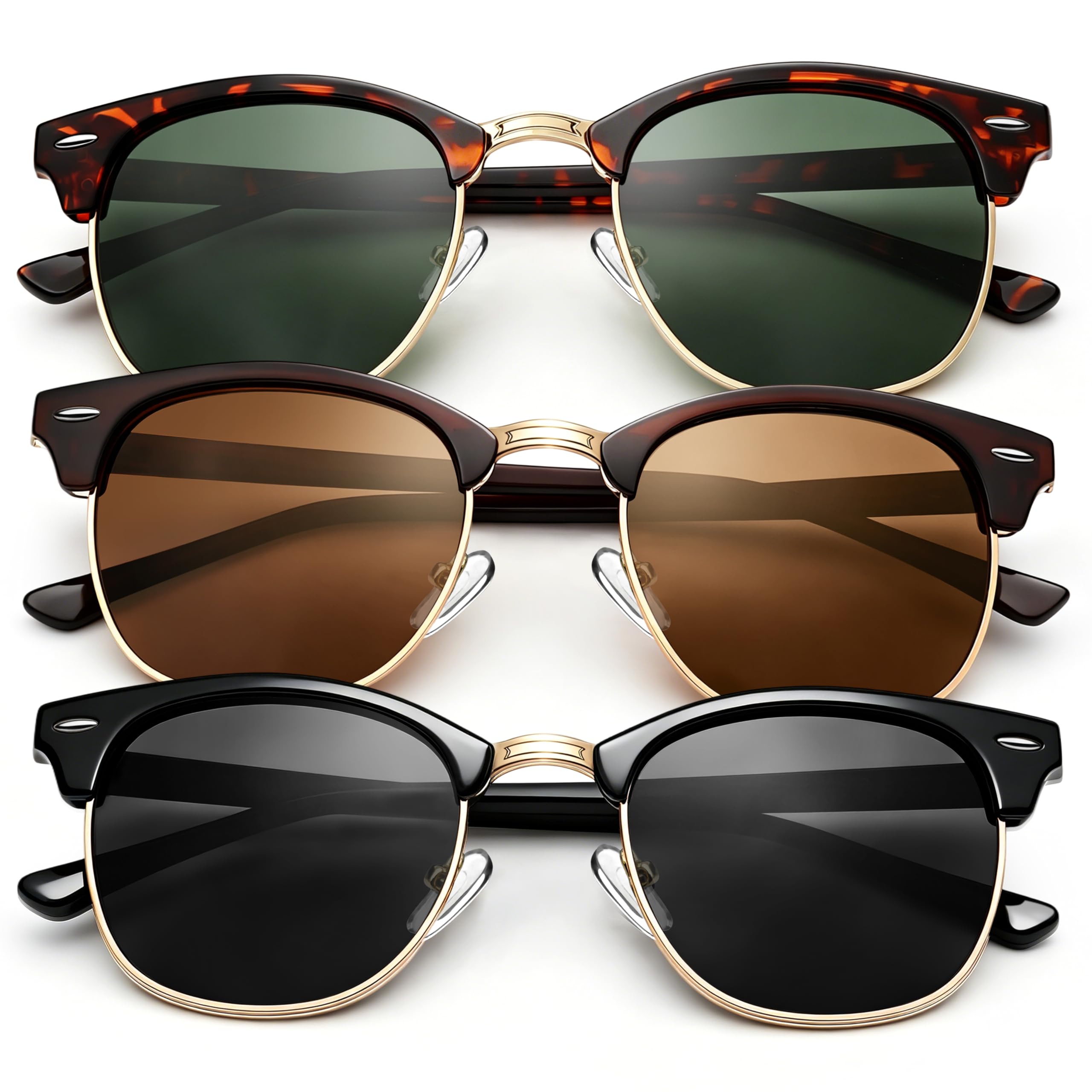 Joopin Half Frame Sunglasses UV Protection Vintage Browline Sun Glasses