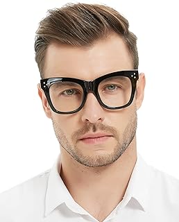 MARE AZZURO Oversized Reading Glasses 1.25+ Men Fashion Thick Readers 1.0 1.25 1.5 1.75 2.0 2.25 2.5 2.75 3.0 3.5 4.0 (Black, 1.25)