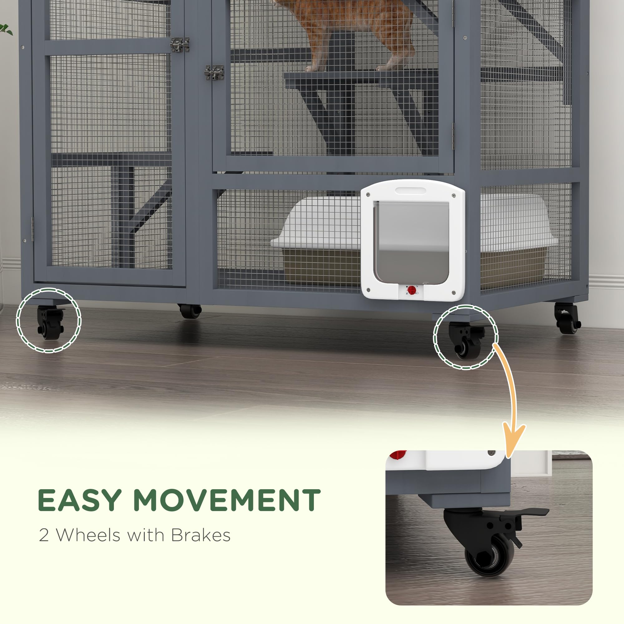 ✴︎Catmobileページ✴︎ Amazon.com: PawHut Indoor Wooden Catio, Cat House Cat Enclosure on