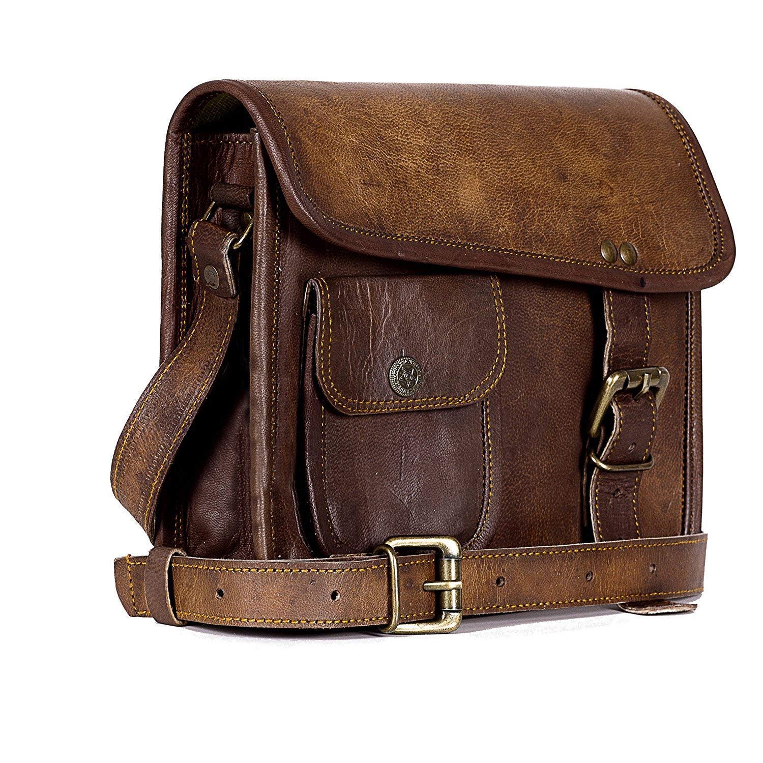 Vintage Handmade Real Leather Messenger Cross Bag/Shoulder Bag/Ipad Bag for Boys/Girls/Man/Woman/Office/College-image-17