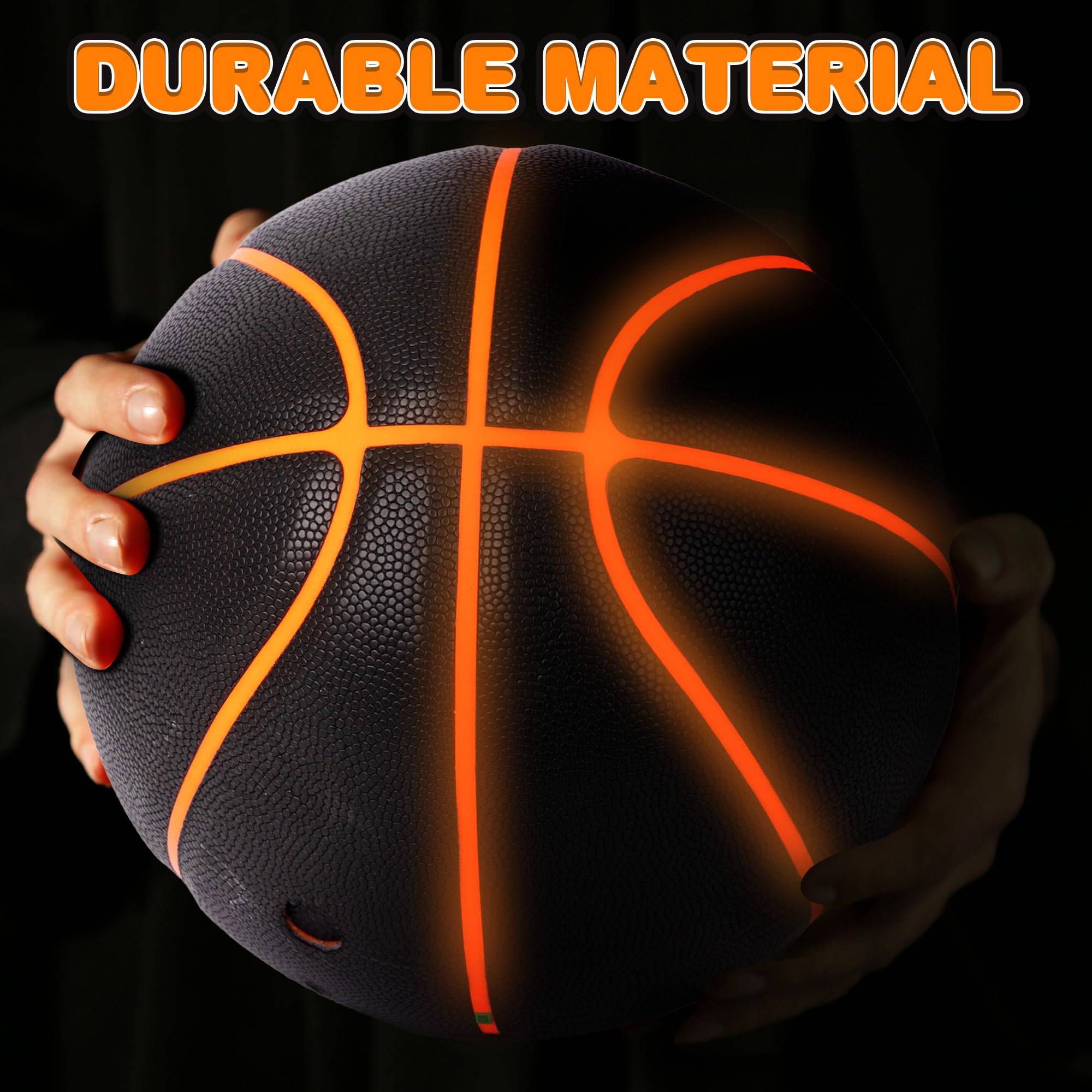 ArtCreativity Glow Basketball for Boys - Motion Activated Light Up Ball With Glowing Seams and Air Pump - Glow in The Dark Gifts for Teen Boys - Standard Size