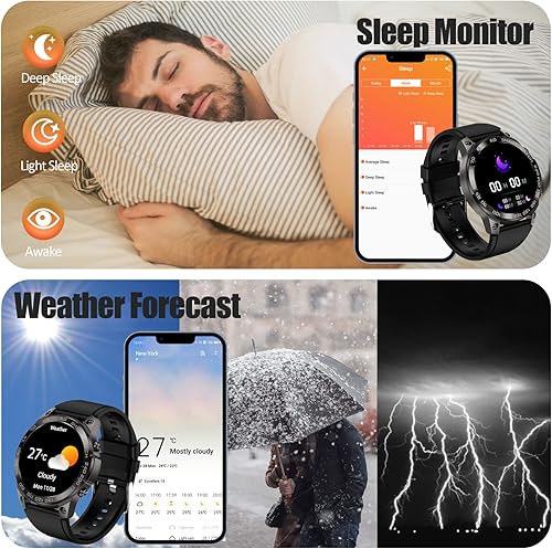 Miniatura 8 de EIGIIS Reloj inteligente AMOLED para hombre de 1.43 pulgadas, siempre en pantalla, pantalla grande, reloj inteligente con texto y llamadas, reloj de