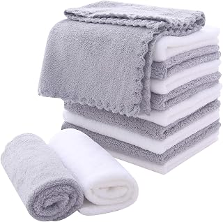 MOONQUEEN Microfiber Facial Cloths 12 Pack - Ultra Soft Fast-Drying Washcloths, Highly Absorbent Makeup Remover Cloths