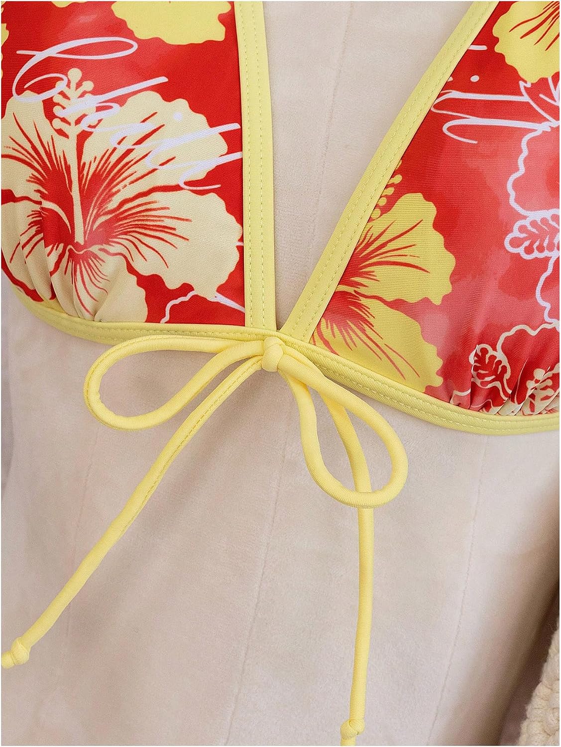 Floerns Women's 3 Piece Bikini Sets Boho Floral Print Halter Swimsuit Layered Ruffle Bathing Suit