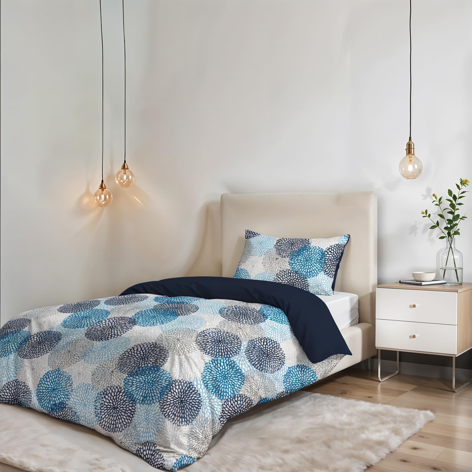 Italian Bed Linen Fantasy Duvet Cover Set, Soffioni Blu, 1PM, Small double