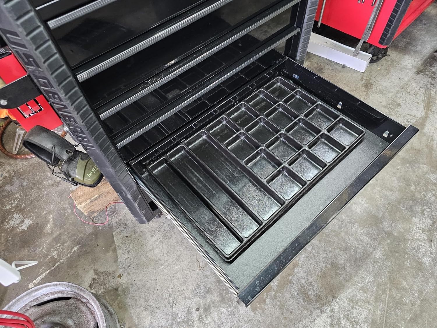 Protoco 3019 Utility Tool Tray Tool Box Organizer with 25 inch (L) x 15.5 inch (W) x 1.25 inch (H) Dims and Built from a Durable Rubberized Compound to Protect and Keep Your Tool Box Organized