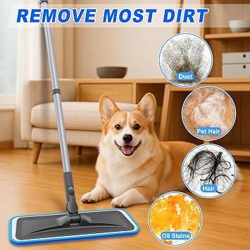 BPAWA Microfibre Mops for Cleaning Floors: Flat Mop with 4 Washable Pads