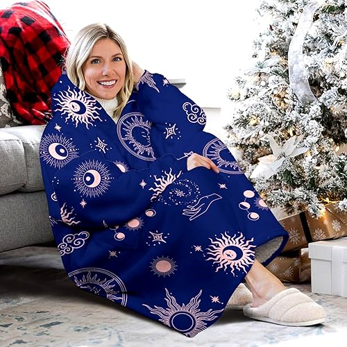 Miniatura 4 de Manta de gran tamaño, manta Sherpa con capucha con súper bolsillos, suéter súper cálido y mullido para mujeres y hombres