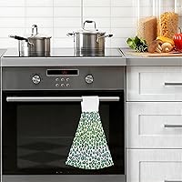 Vista 3 de Toalla de mano absorbente con estampado de leopardo verde para el hogar, toalla decorativa con gancho para baño, toalla de microfibra suave