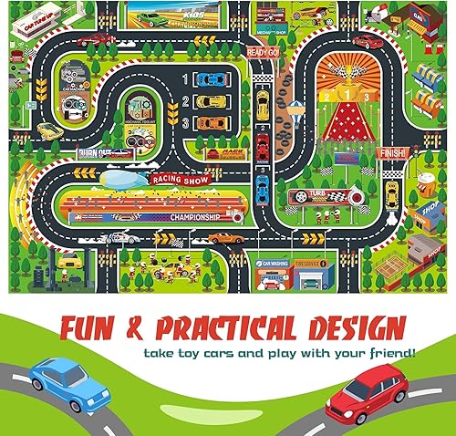 Miniatura 5 de Oriate Alfombra de juego de juguetes jurásicos para niños, tapete de juego de actividades de dinosaurio, interacción entre padres e hijos, alfombra