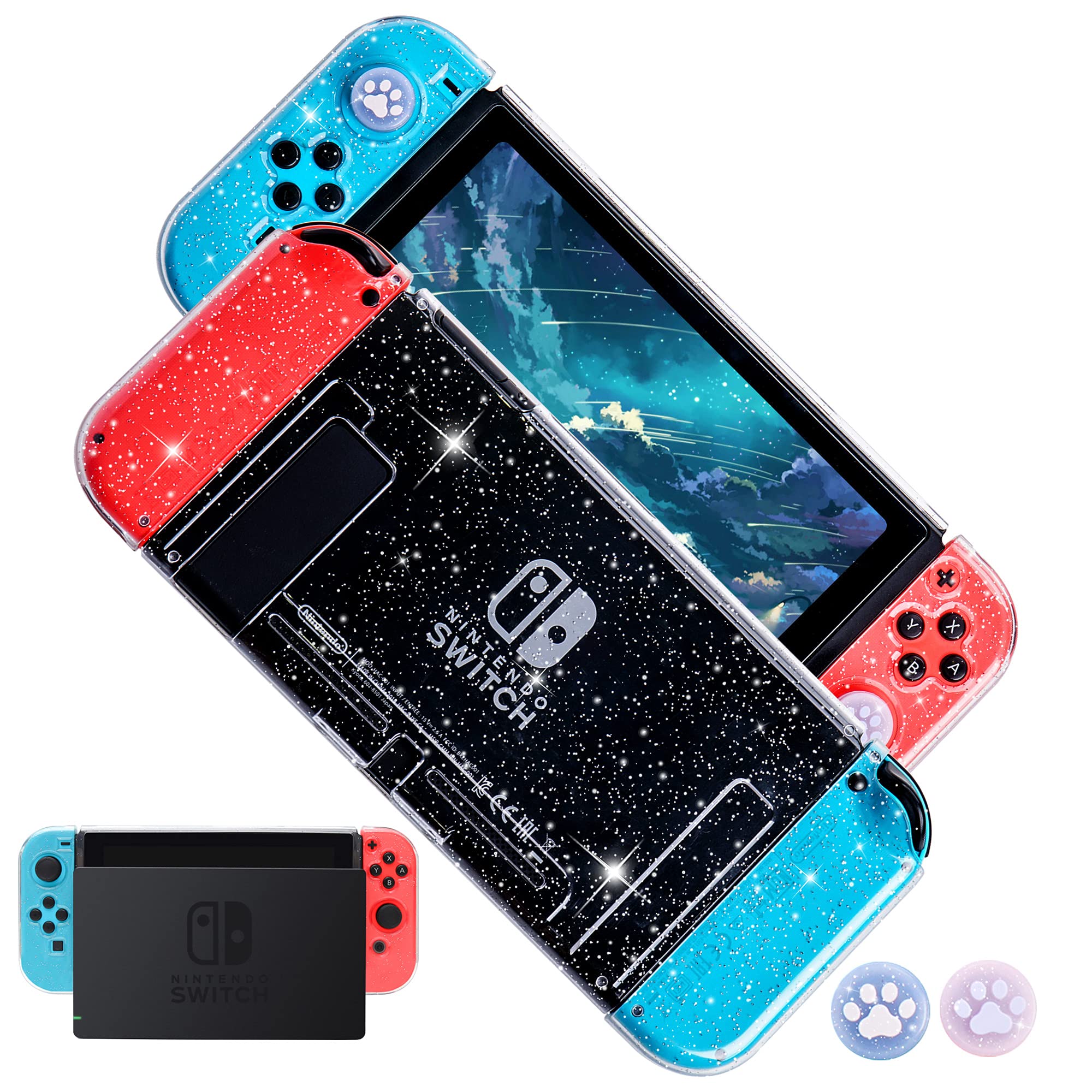 See full amazon price history chart for FANPL Glitter Clear Case for Nintendo Switch, TPU Soft Shell Dockable Protective Case Cover for Switch and Joy Con Controller with 2 Bling Thumb Grips (Transparent) FANPL Glitter Clear Case for Nintendo Switch, TPU Soft Shell Dockable Protective Case Cover for Switch and Joy Con Controller with 2 Bling Thumb Grips (Transparent) (B0919FJK5D) Amazon Price History, Amazon Price Tracker