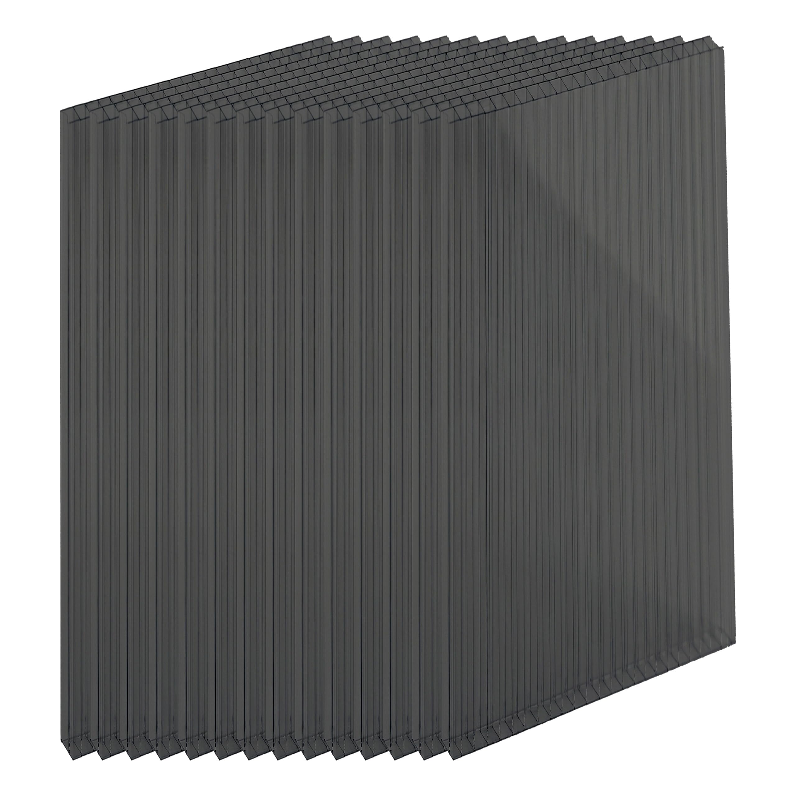 Relaxdays Set da 14 lastre alveolari 6 mm per Serra, 121x60,5 cm, policarbonato, Antracite