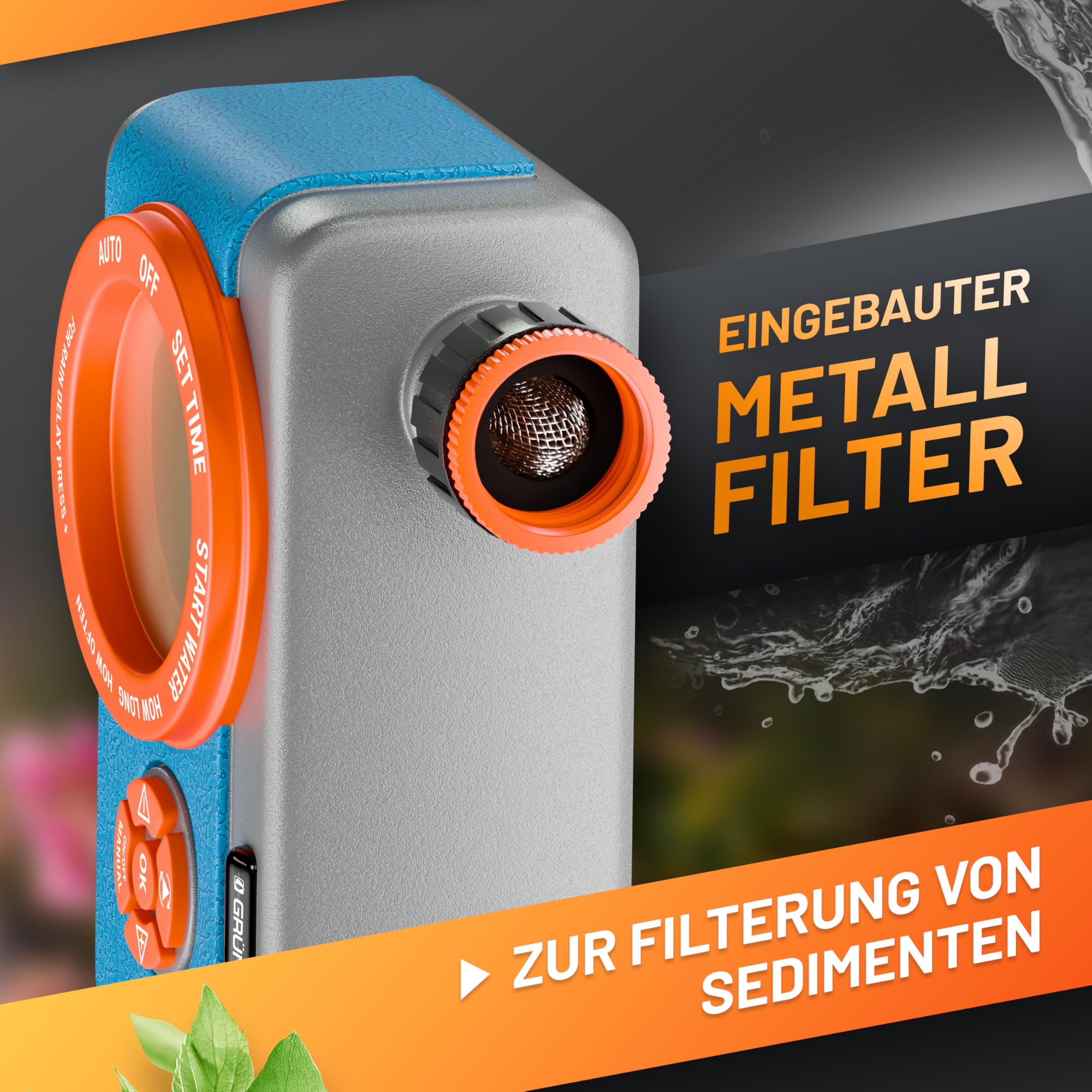 GRÜNTEK Digitale Bewässerungssteuerung mit Digitalanzeige, Flexibler Bewässerungscomputer mit Wahl der Wochentage und Bewässerungstimer von 1 Min. bis 360 Min.