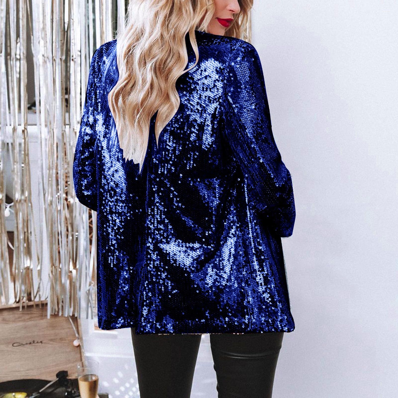 Generisch Blazer, giacca da donna a maniche lunghe, casual, ufficio, lavoro, elegante, tasche, tinta unita, bolero sportivo, lungo, elasticizzato, A9