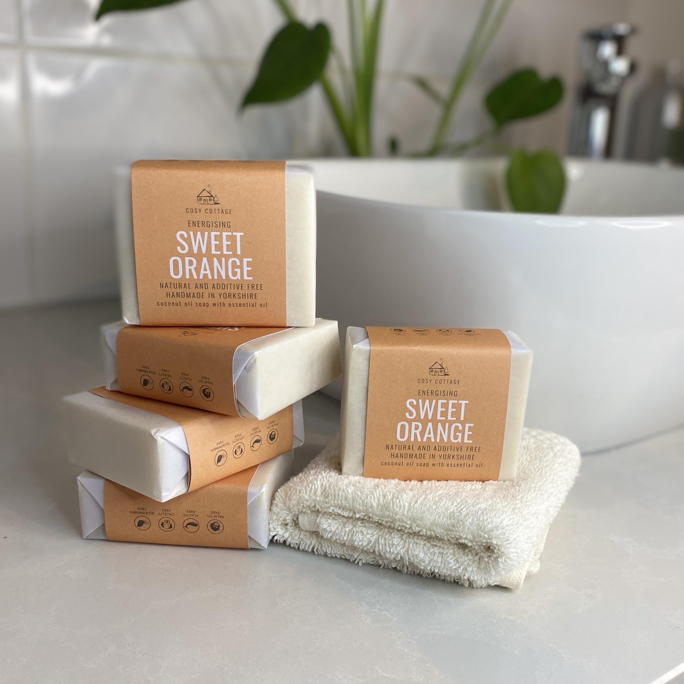 Cosy Cottage Energising Sweet Orange Soap Bar - Bundle Pack of 5 x 110g, Clear, 110 g (Pack of 1) - Image 2