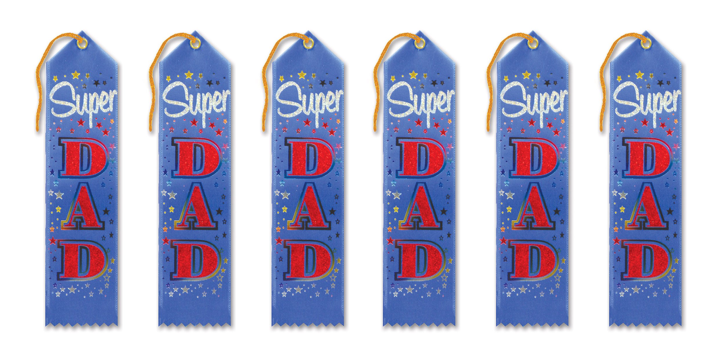 BeistleSuper Dad Award Ribbons, 2 by 8-Inch, Multicolor, 6-Pack