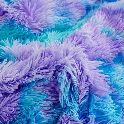 Miniatura 8 de RYNGHIPY Juego de funda de edredón de pelo sintético lanudo y esponjoso con cierre de cremallera oculto, juego de ropa de cama aterciopelada de