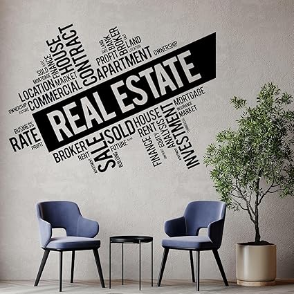 GADGETS WRAP Vinyl Wall Decal Real Estate Broker Words Cloud Interior Art Stickers Mural Large Decor