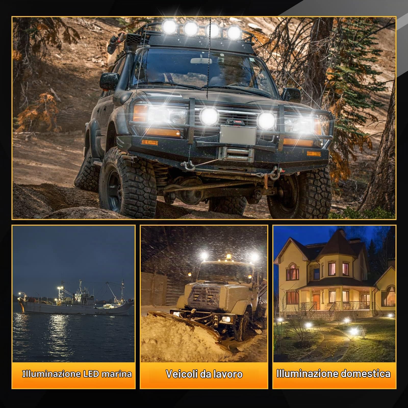 SKYWORLD 2 Pcs Faro da Lavoro Led 12V 24V, 9 Pollici 23cm 294W Nero Rotondo Spot Luci di Lavoro a Led Impermeabile per Fuoristrada Auto Trattore Camion SUV ATV 4x4, 6000K Bianca Faretti Fendinebbia