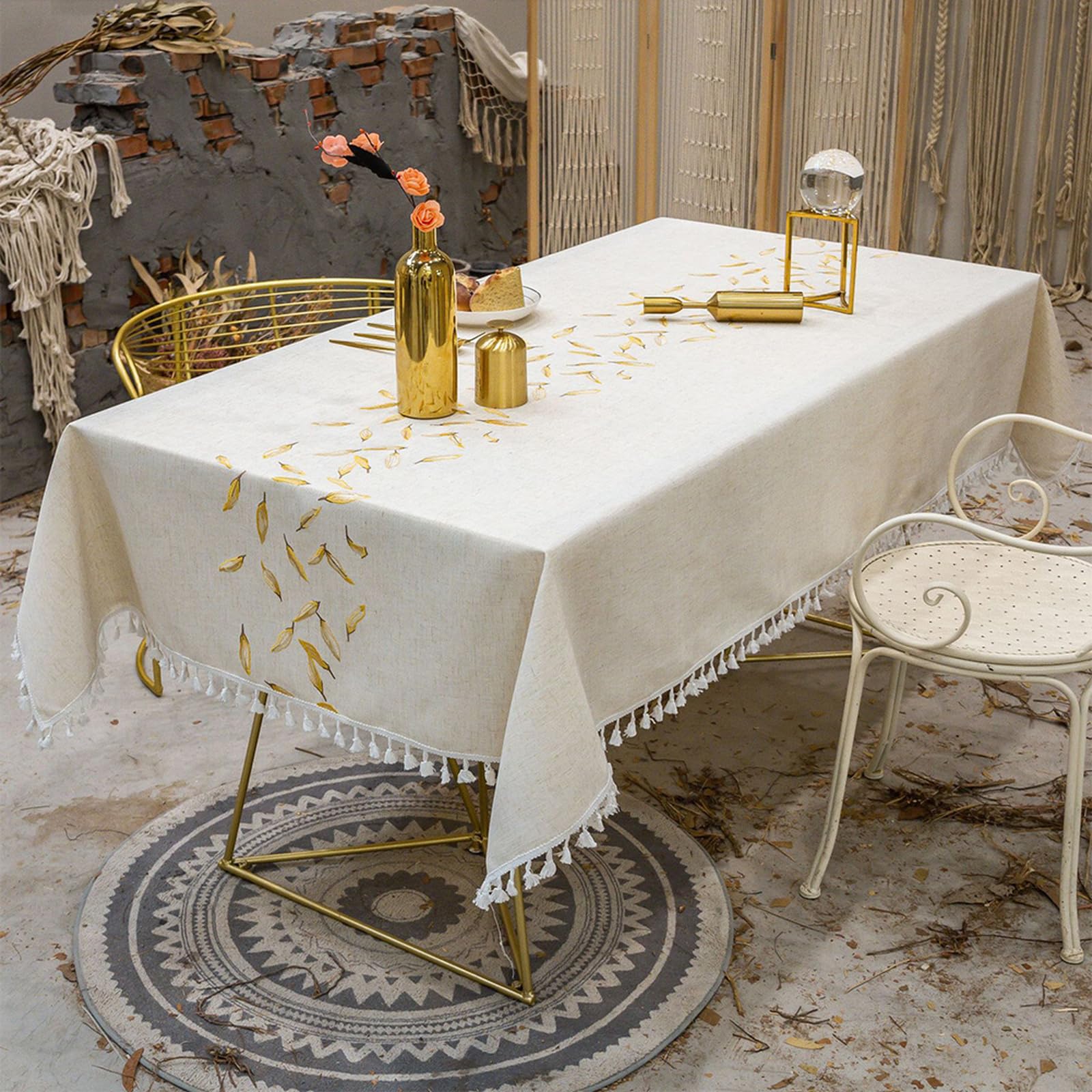 Tovaglia impermeabile, 140 x 300 cm, con nappe, tovaglia versatile in stile country per sala da pranzo, cucina, buffet e campeggio, elegante decorazione da tavolo