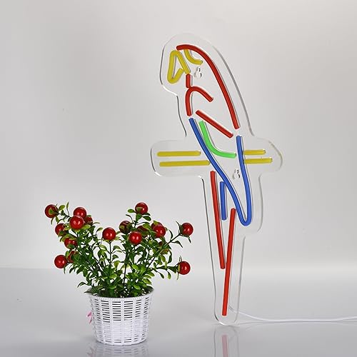 Miniatura 4 de Letrero de neón de loro para decoración de pared, luz de neón LED, alimentada por USB, letreros artísticos de neón