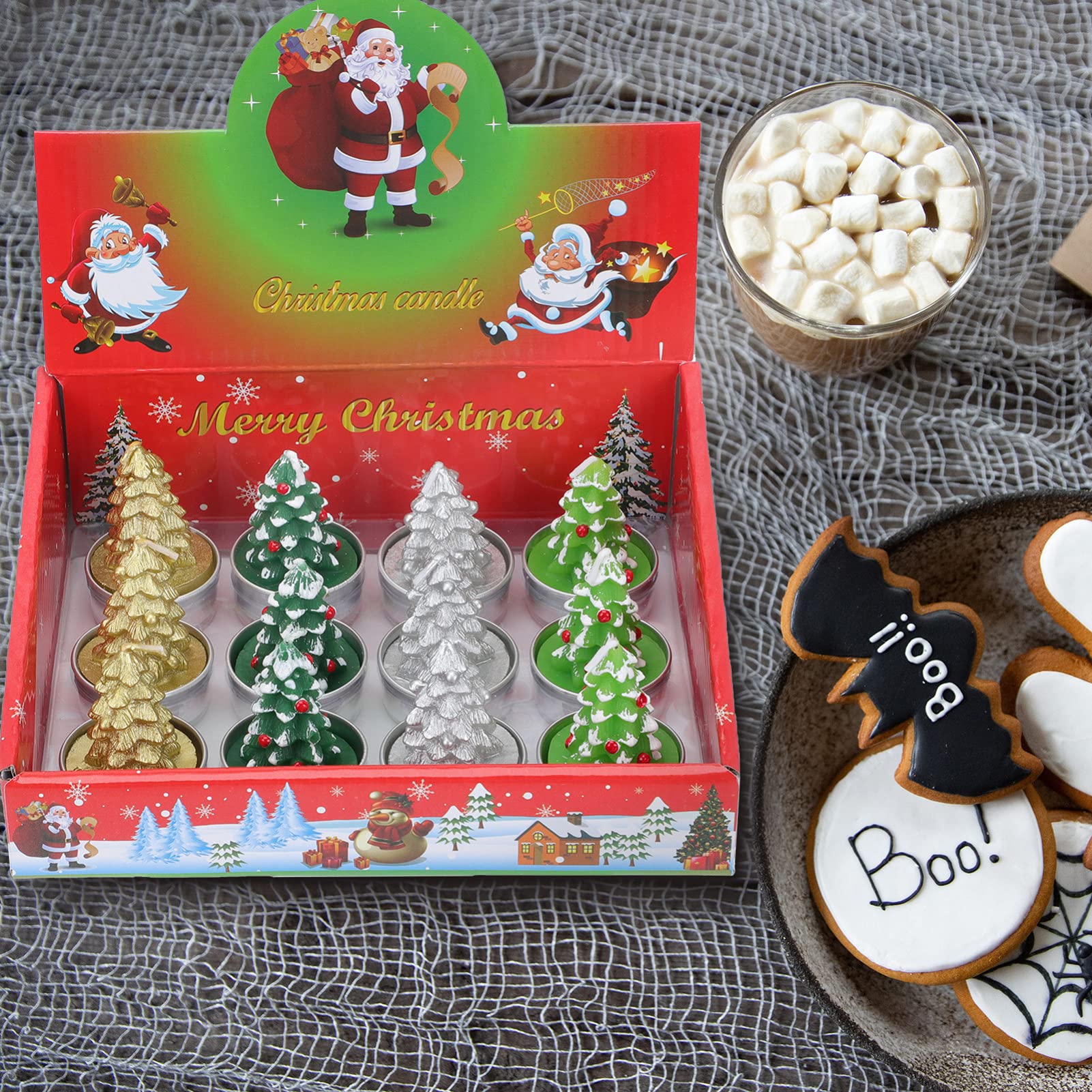 PRETYZOOM 12piezas Velas Navideñas Aromáticas Caja de Obsequio Decorativa para Fiestas Diseño de Árbol de Navidad para Decorar Fiestas de Navidad y Crear Ambiente Festivo