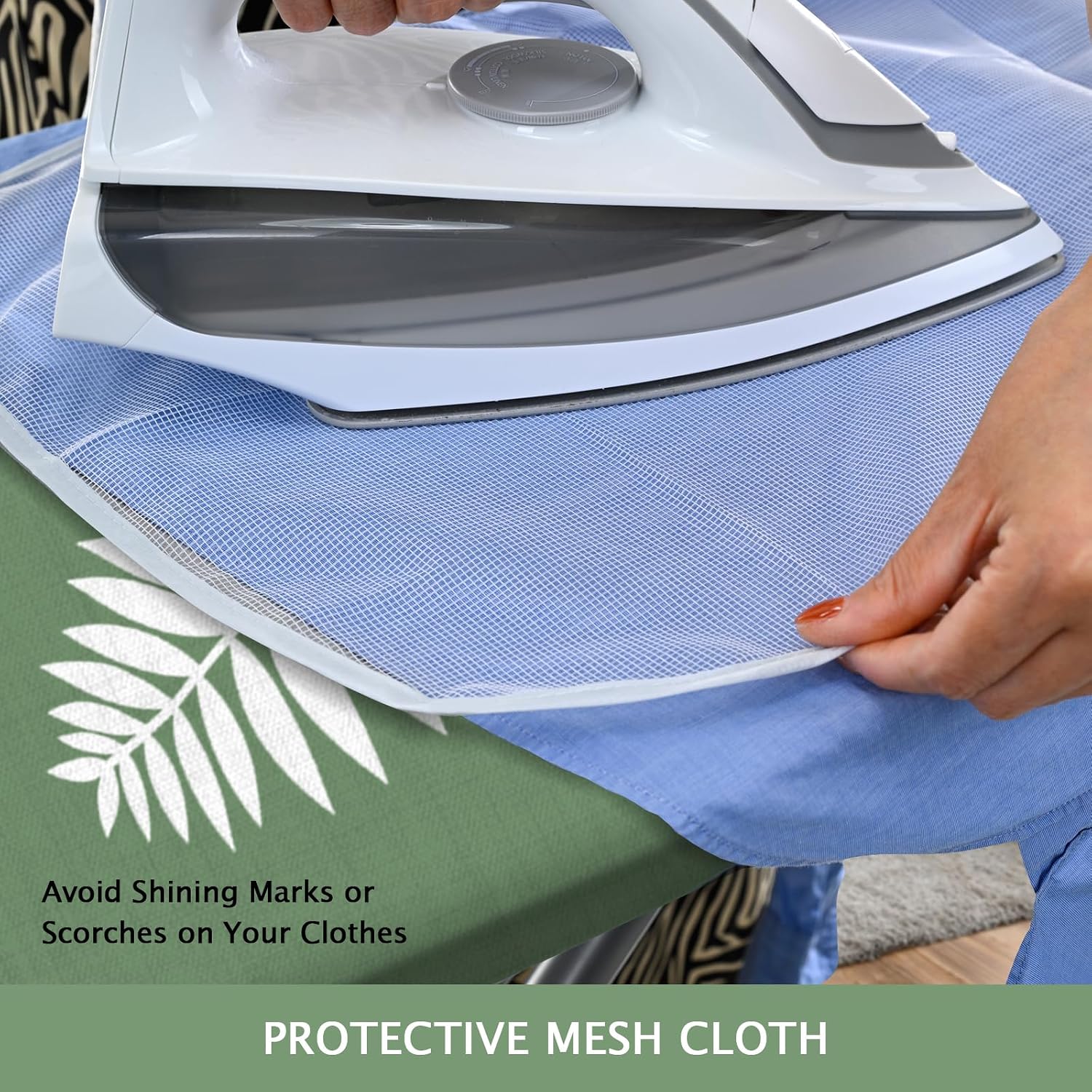 SheeChung 14x42 Inch Over-The-Door Ironing Board Cover and Pad,Cotton Cover with Extra Thick Pad,Resists Scorching and Staining,Fits Door/Standard Ironing Board,Silicone Coating