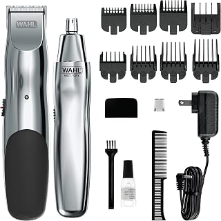 Wahl Groomsman Rechargeable Beard & Mustache Trimmer Kit with Nose Trimmer - Model 5622, Self-Sharpening Blades, 14 Lengths, 60 Min Battery
