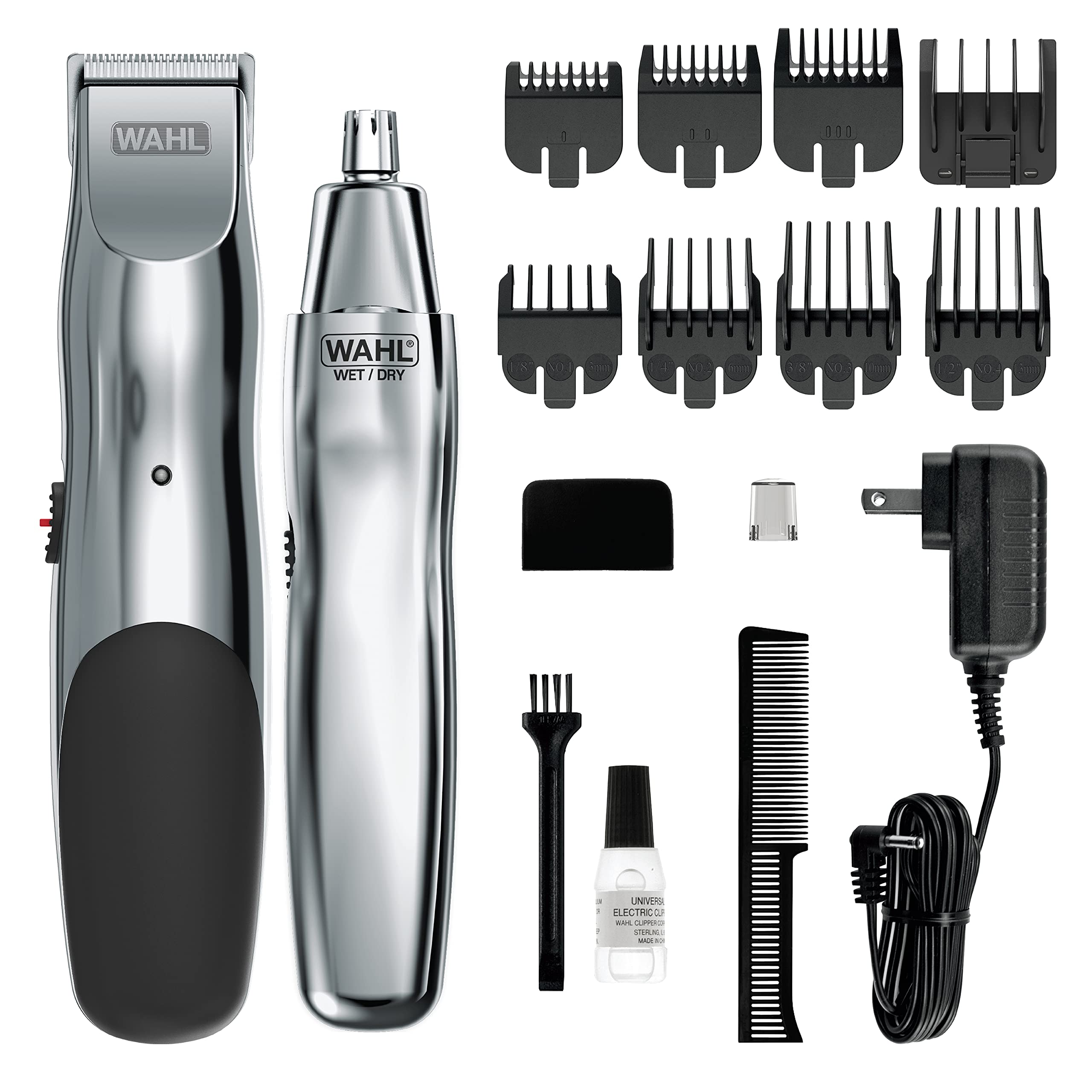 Wahl Groomsman Rechargeable Beard Trimmer kit for Mustaches, Nose Hair, and Light Detailing and Grooming with Bonus Wet/Dry Battery Nose Trimmer – Model 5622vWahl Groomsman Rechargeable Beard Trim…