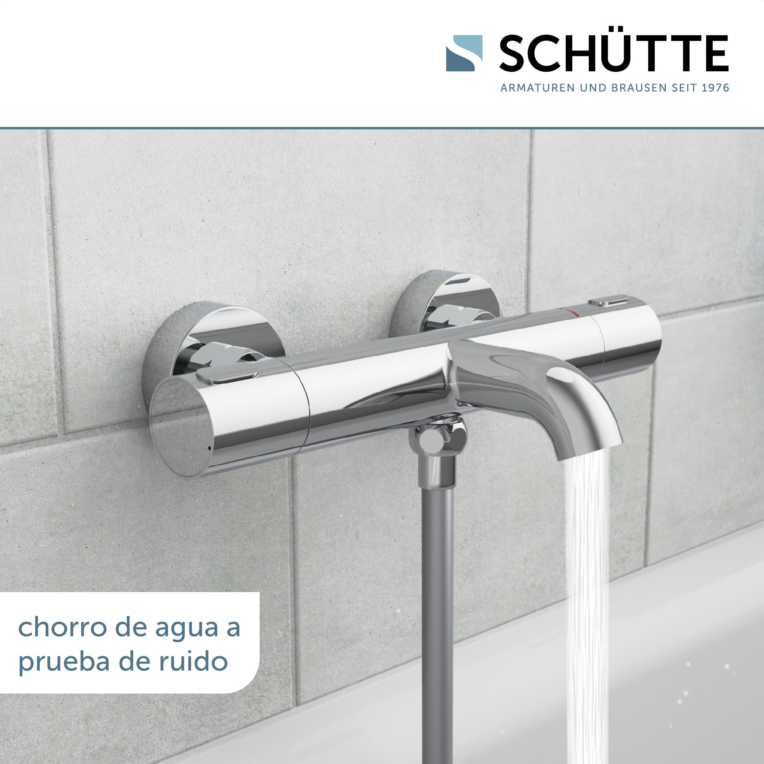 Schütte 33190 Los Angeles - Grifo de bañera con termostato, termostato con protección antiquemaduras a 38 ℃, cromado