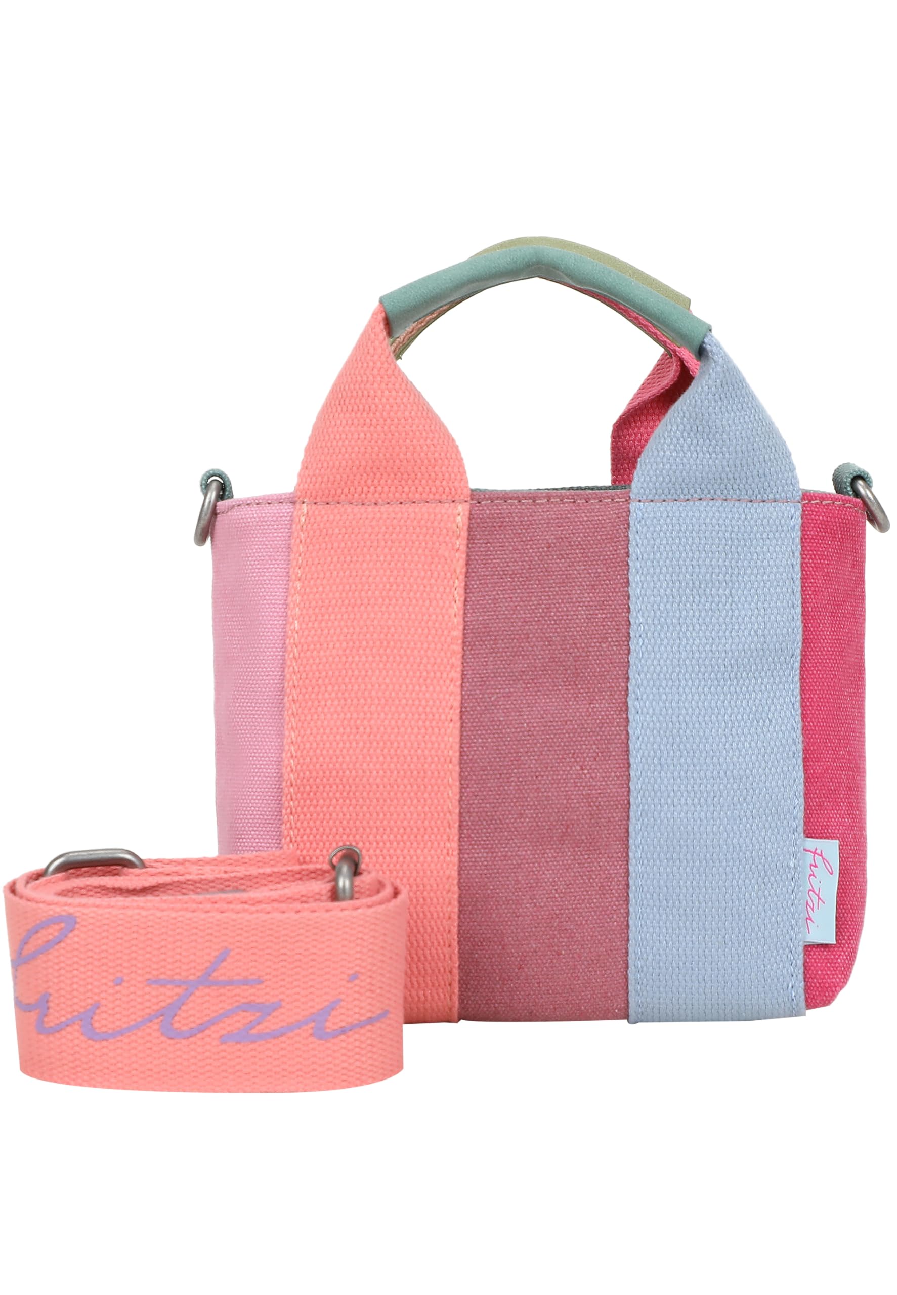 Fritzi Bini Limited Multi Crossbody Umhängetasche mit Reißverschluss und verstellbarem abnehmbarem Webbing-Schultergurt für Alltag und Freizeit 15,5 x 20 x 7 cm, Mehrfarbig