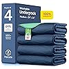 IMPROVIA® Washable Underpads, Heavy Absorbency Reusable Incontinence Pads for Kids, Adults, Elderly, and Pets, Waterproof Protection Floor - Navy & Green, 34"x36" (Pack of 4)