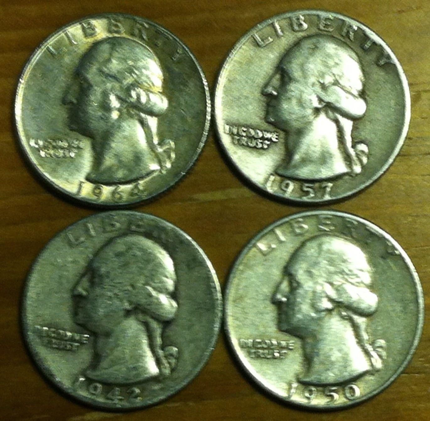 $1.00 Face Value 90% Silver Washington Quarters