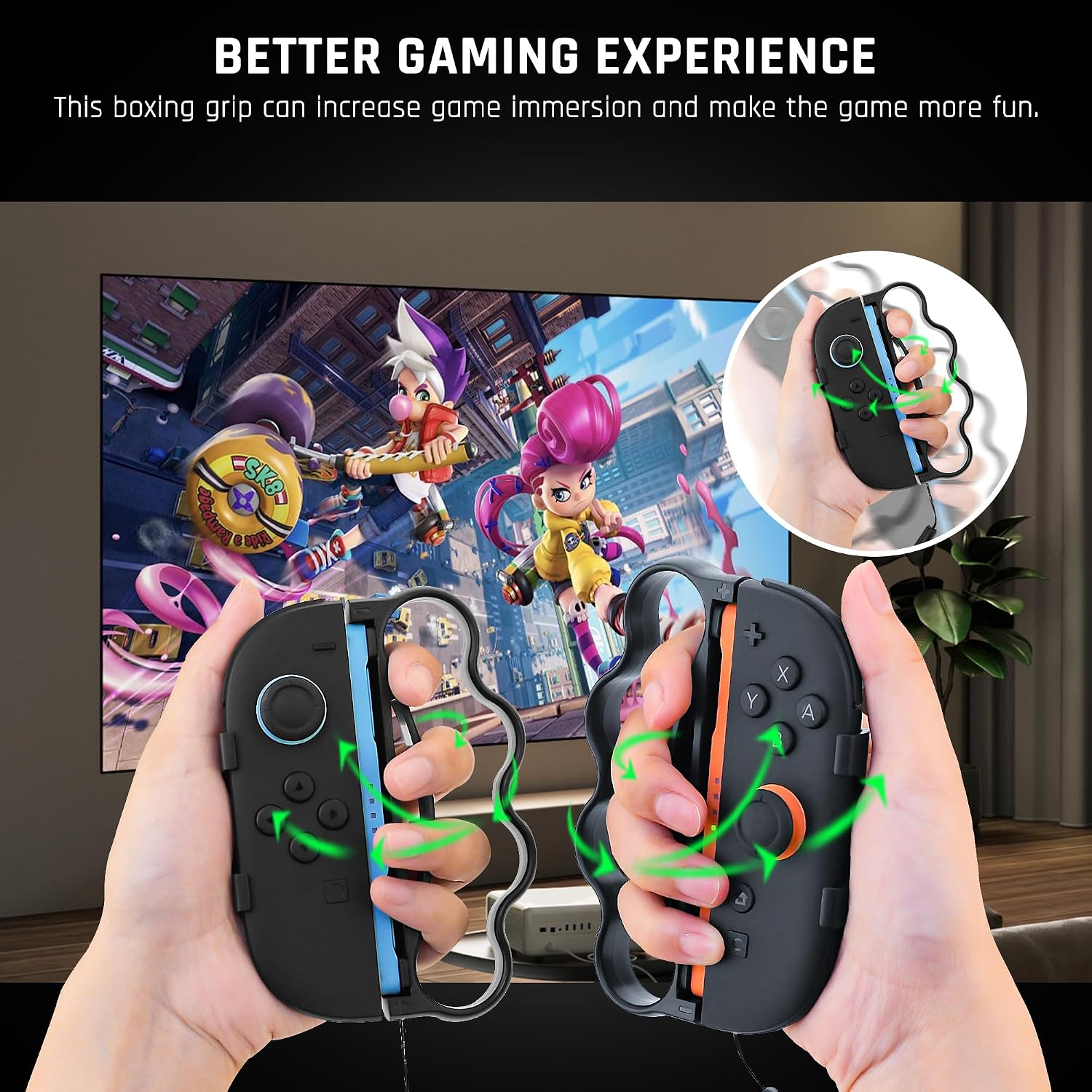 RHOTALL Fitness Boxing Hand Grips for Nintendo Switch 2 joycons controllers,Handle Controller Accessories Compatible with Switch 2 Sports and Boxing Games,Comfortable Grip,2 Pack-Black image 3