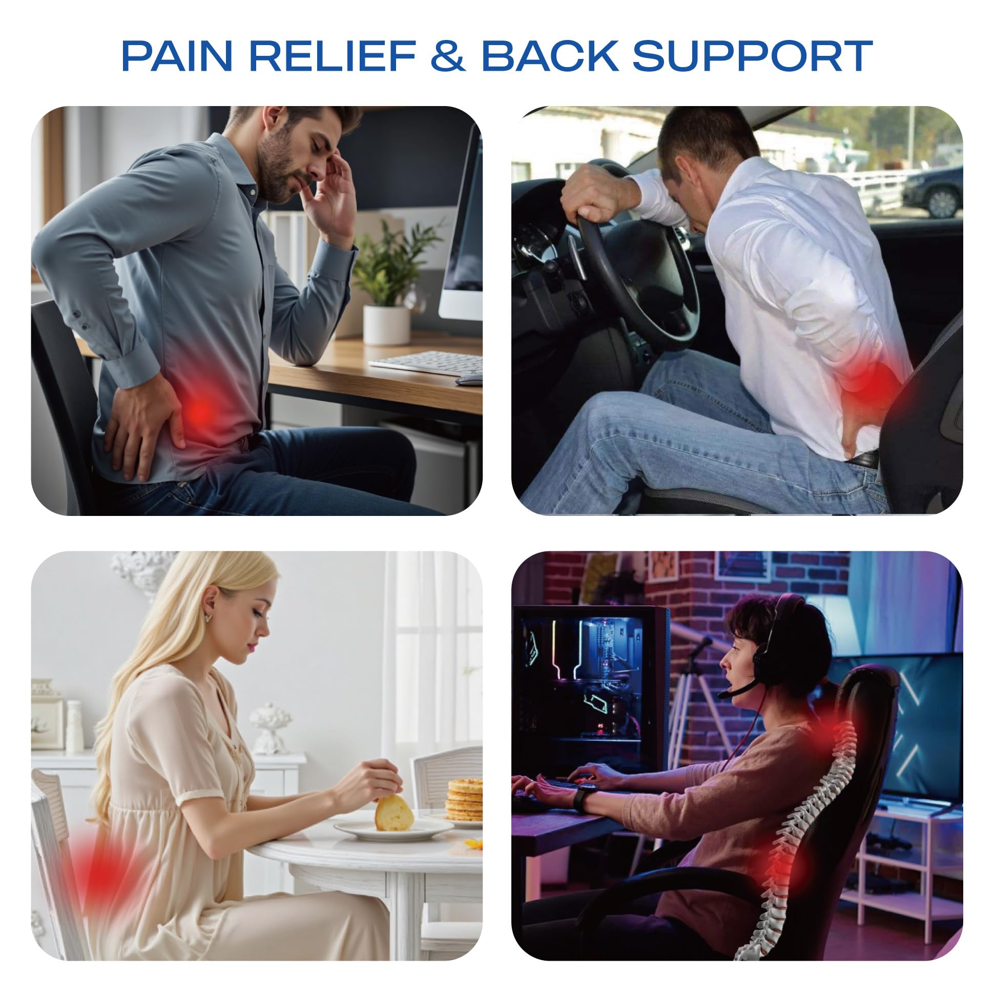 Skechers Lendenkissen aus Memory-Schaum, Lendenwirbelstützkissen für Büro, Stuhl, Schmerzlinderung im unteren Rücken, ergonomisches Design, Rückenstützkissen für Bürostuhl, Auto, Zuhause, Reisen