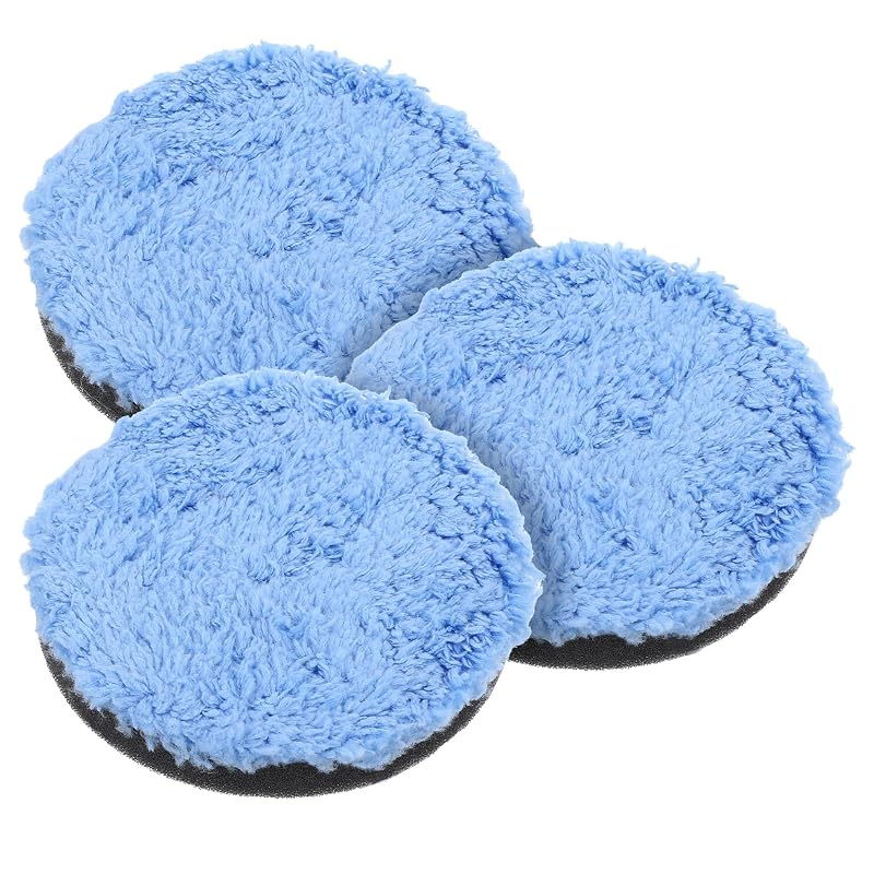 Kit com 3 Boinas de Polimento em Microfibra Quilax 80 mm Azul para Politriz
