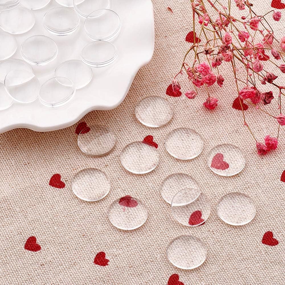 100 Pcs 20mm Clear Round Cabochons Flat Back Glass Dome Cabochons for DIY Crafts Photo Pendant Jewelry Making (20 MM)