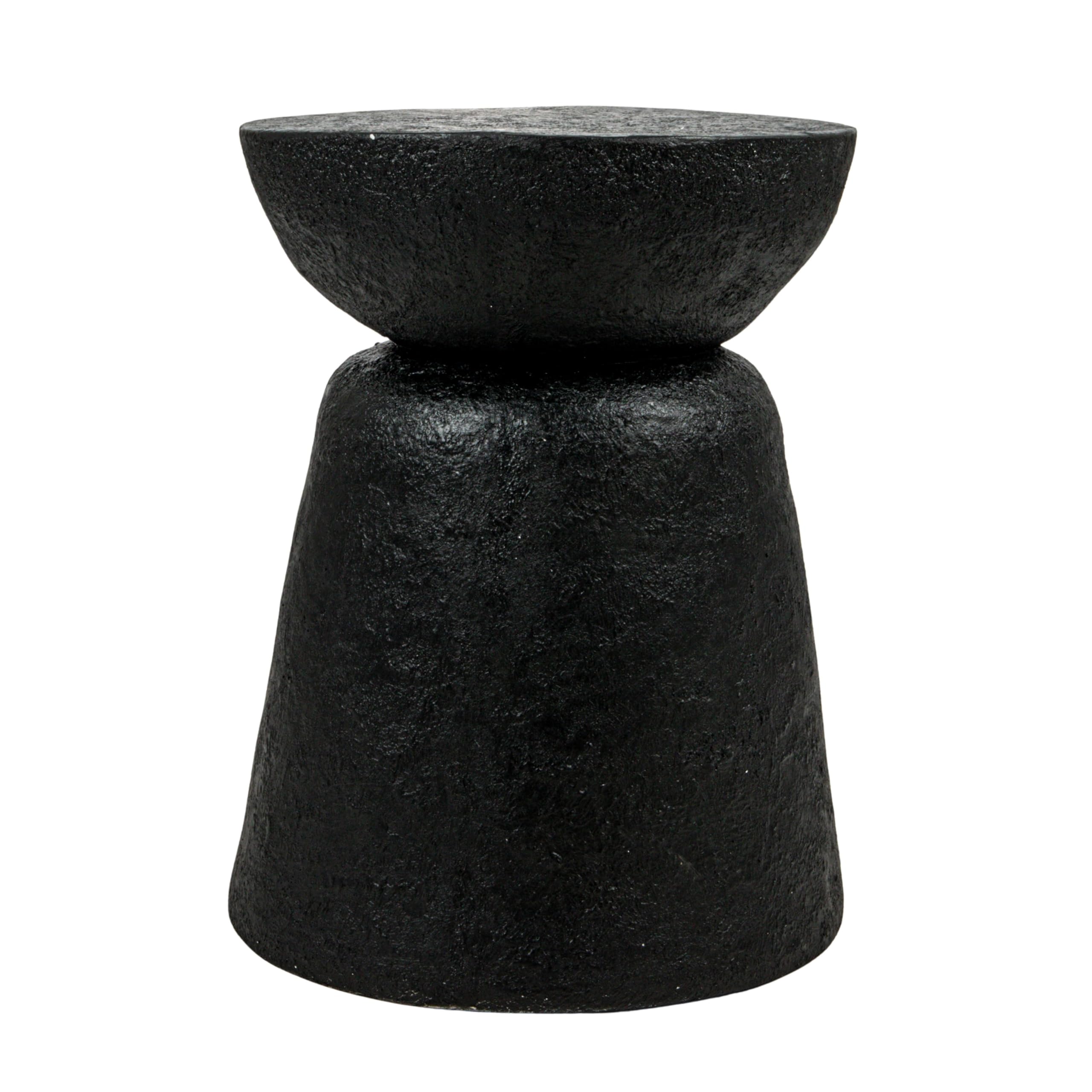 Creative Co-Op Magnesium Oxide Pedestal Side Table, Black