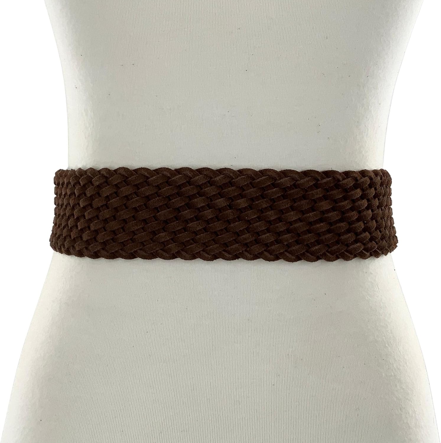 Wide Waist Suede Leather Woven Dress Belt for Women, Braided with Tassel for Tunics