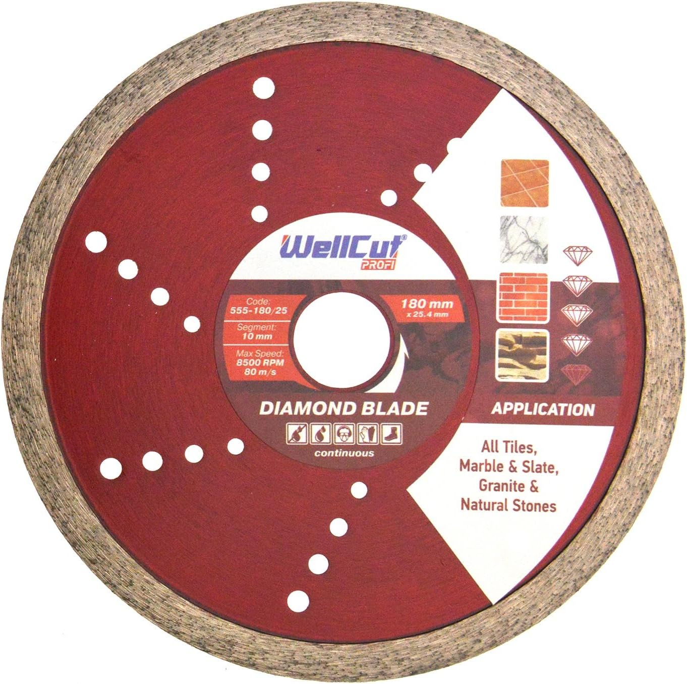 WellCut 555-180/25 Profi Continuous Bore Diamond Blade 180 x 25 mm