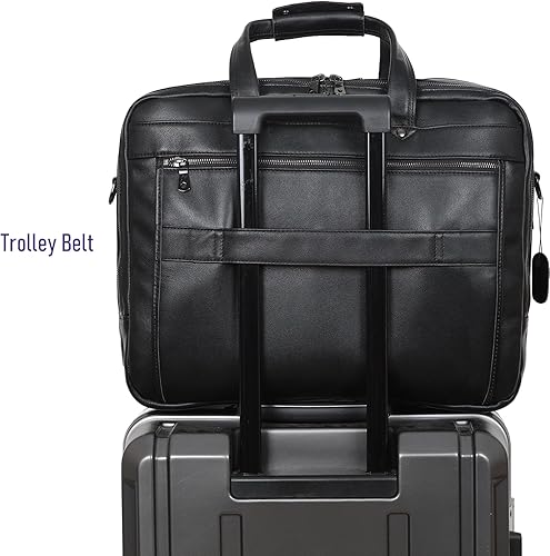 Miniatura 6 de STAR VISTA Scala Pro Business - Maletín de cuero de grano completo, compartimentos triples, cremalleras YKK, herrajes de latón