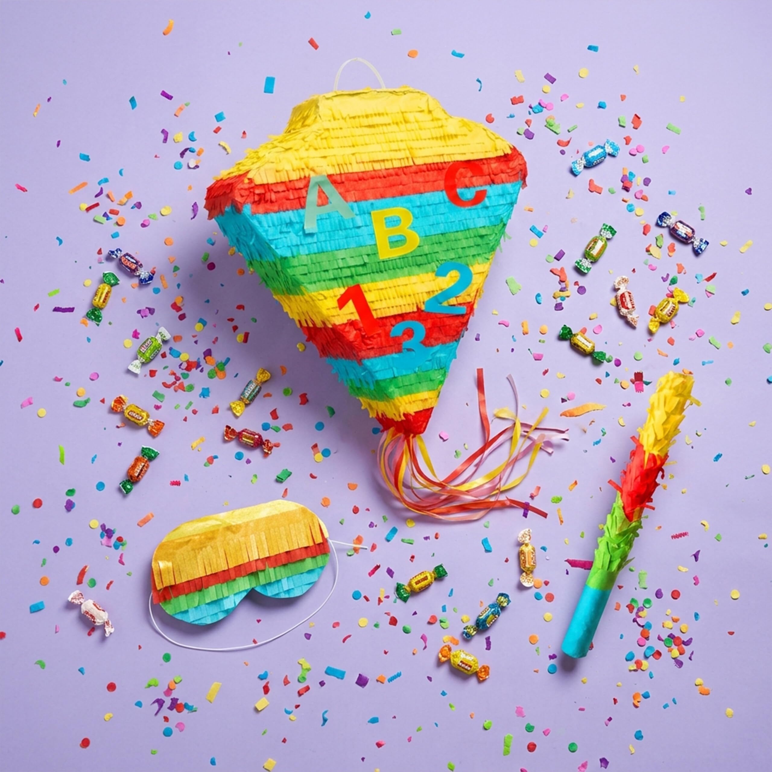 Relaxdays Pinata rozpoczęcie szkoły, z pałeczką i maską, impreza dla dzieci, początek roku szkolnego, do napełniania, wymiary: 48 x 36 x 7,5 cm, kolorowa